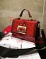 Fashion Red Belt Buckle Shape Decorated Bag