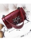 Fashion Claret-red Bird Shape Decorated Square Bag