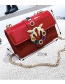 Fashion Claret-red Diamond Decorated Square Bag
