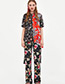 Fashion Black Flower Pattern Decorated Trousers