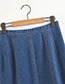 Fashion Blue Pure Color Decorated Skirt
