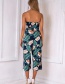 Fashion Green Flower Pattern Decorated Jumpsuit
