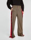 Fashion Khaki Grid Pattern Decorated Trousers
