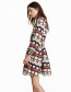 Fashion Multi-color Geometric Shape Pattern Decorated Long Sleeves Dress