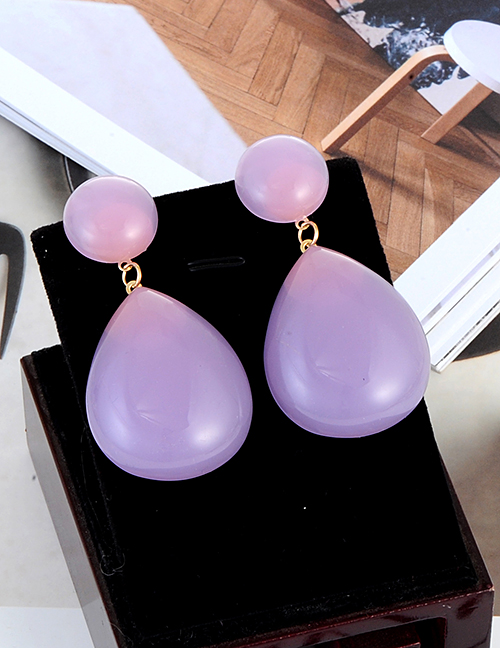 Fashion Light Pink Waterdrop Shape Decorated Earrings