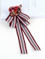 Fashion Red+black Heart Shape Decorated Bowknot Brooch