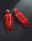 Fashion Red Pure Color Decortaed Tassel Earrings