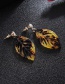 Fashion Gray Leaf Shape Decorated Hollow Out Earrings