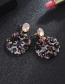Fashion Blue Hollow Out Design Flower Earrings