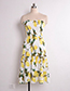 Fashion Yellow Mango Pattern Decorated Dress