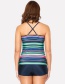 Fashion Blue Stripe Pattern Decorated Swimwear
