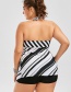 Fashion Black Stripe Pattern Decorated Swimwear