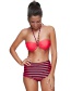 Fashion Red Stripe Pattern Decorated Swimwear