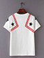 Fashion White Star&cat Pattern Decorated Shirt
