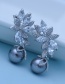 Fashion Gray+silver Color Flower Shape Decorated Earrings