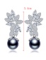 Fashion Gray+silver Color Flower Shape Decorated Earrings