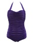 Fashion Purple Pure Color Decorated Swimwear