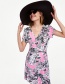 Fashion Pink+black Flower Pattern Decorated Dress
