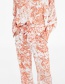 Fashion Pink+white Flower Pattern Decorated Trousers