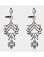 Elegant Silver Color Geomtric Shape Diamond Decorated Earrings