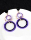 Fashion Black+purple Circular Ring Decorated Simple Earrings