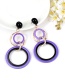 Fashion Black+pink Circular Ring Decorated Simple Earrings