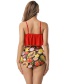 Sexy Coffee Flowers Pattern Decorated Larger Size Swimsuit