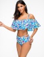 Sexy Blue Flowers Pattern Decorated Larger Size Swimsuit