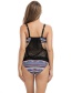 Sexy Black+purple Hollow Out Design Suspender Swimsuit