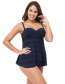 Sexy Navy Pure Color Decorated Larger Size Swimsuit