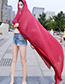 Fashion Red Tassel Decorated Pure Color Scarf(with Bag)