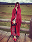 Fashion Claret Red Tassel Decorated Pure Color Scarf(with Bag)