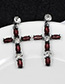 Elegant Red Cross Shape Design Long Earrings