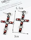 Elegant Blue+red Cross Shape Design Long Earrings
