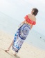 Fashion Blue+white Rhomboid Shape Pattern Decorated Beach Towel