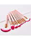 Fashion Pink Sector Shape Decorated Cosmetic Brush(10pcs)
