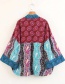 Fashion Blue+red Color-matching Decorated Kimono