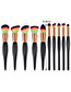 Fashion Black Round Shape Decorated Makeup Brush(10 Pcs)
