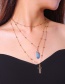Fashion Blue+gold Color Cross Shape Decorated Necklace