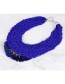 Fashion Sapphire Blue Oval Shape Decorated Necklace