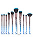 Fashion Blue+black Flame Shape Design Color Matching Eyes Brush(10pcs)