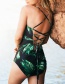 Sexy Green Leaf Pattern Design Off-the-shoulder Bikini