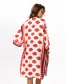 Fashion Red Flower Pattern Decorated Short Sleeves Smock