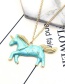 Fashion Blue Unicorn Pendant Decorated Necklace