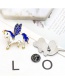 Fashion White+blue Cartoon Unicorn Design Simple Brooch