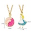 Fashion Pink Clock Pendant Decorated Necklace