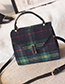 Fashion Khaki Grid Pattern Decorated Shoulder Bag