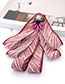 Fashion Claret Red Stripe Pattern Decorated Bowknot Brooch