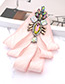Fashion Pink Geometric Shape Diamond Decorated Bowknot Brooch