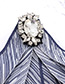 Fashion Navy Oval Shape Diamond Decorated Bowknot Brooch